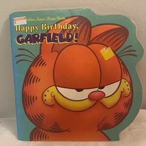 Vintage 1989 Garfield Happy Birthday Book Golden Super Shapes